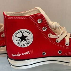 Converse Red High-Top Sneakers with Heart Detail